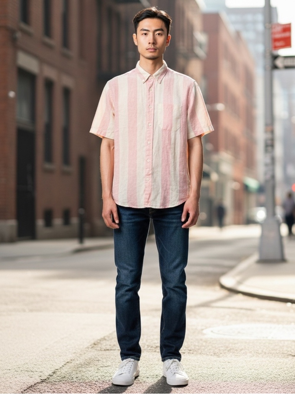 SUPREME Wide Stripe Shirt Pink M